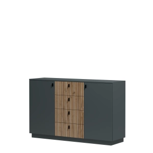 Komoda dwudrzwiowa z czterema szufladami CEDRO 150cm dąb artisan/antracyt
