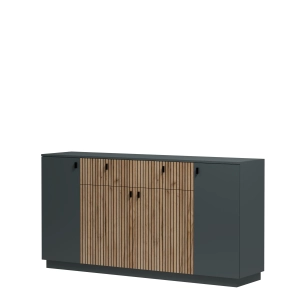 Komoda czterodrzwiowa z dwiema szufladami CEDRO 182cm dąb artisan/antracyt