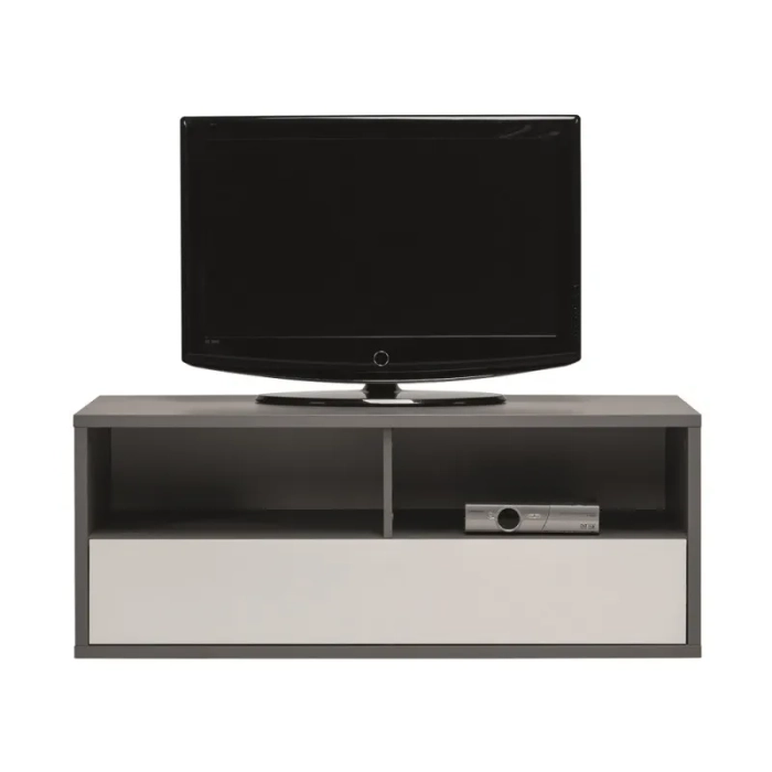 Szafka RTV ASHEN 47cm popiel/biały połysk