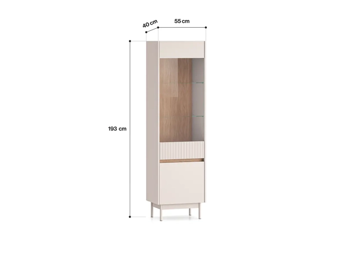 Witryna TIVON 192 cm kaszmir + dąb cremona