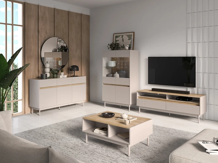 Szafka RTV TIVON 55 cm x 154 kaszmir + dąb cremona