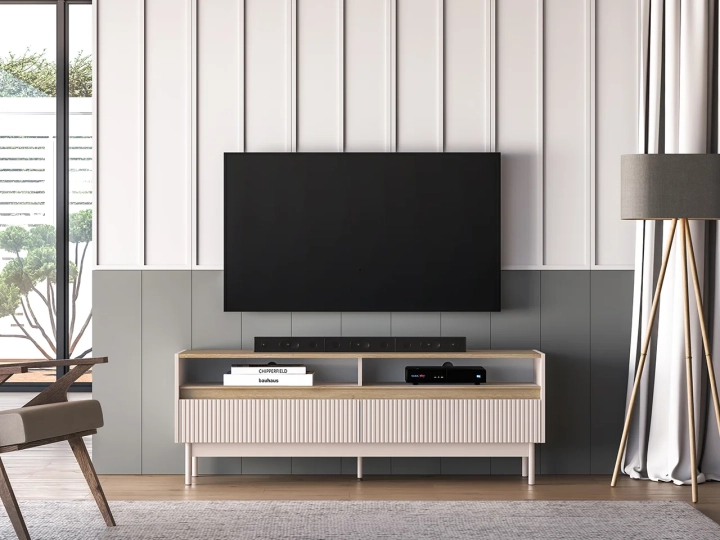Szafka RTV TIVON 55 cm x 154 kaszmir + dąb cremona