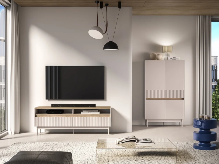 Szafka RTV TIVON 55 cm x 154 kaszmir + dąb cremona