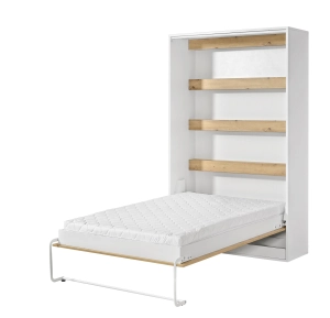 Półkotapczan pionowy MODUS 120cm biały + dąb artisan + czarne uchwyty