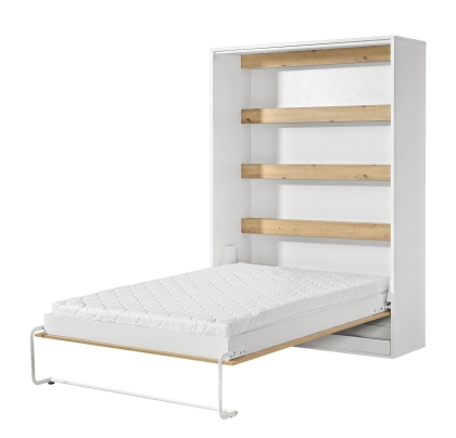Półkotapczan pionowy MODUS 140cm biały + dąb artisan + czarne uchwyty