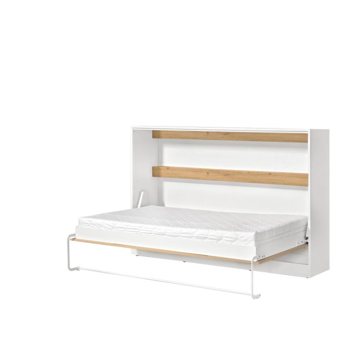 Półkotapczan poziomy MODUS 120cm biały + dąb artisan + białe uchwyty