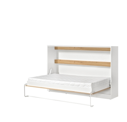 Półkotapczan poziomy MODUS 120cm biały + dąb artisan + czarne uchwyty
