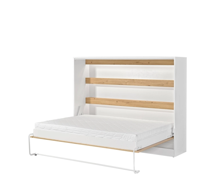 Półkotapczan poziomy MODUS 140cm biały + dąb artisan + białe uchwyty