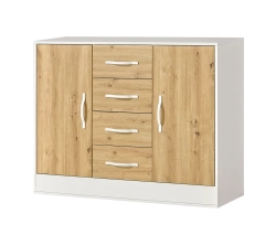 Komoda MODUS 120cm dąb artisan + białe uchwyty