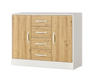 Komoda MODUS 120cm dąb artisan + białe uchwyty