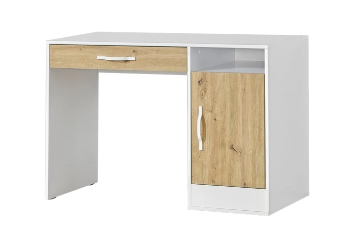Biurko MODUS 120cm dąb artisan + białe uchwyty