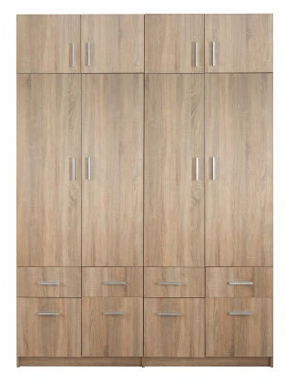 Szafa_czterodrzwiowa_z_nadstawką_dąb_sonoma_180cm_Esperanza_front.webp