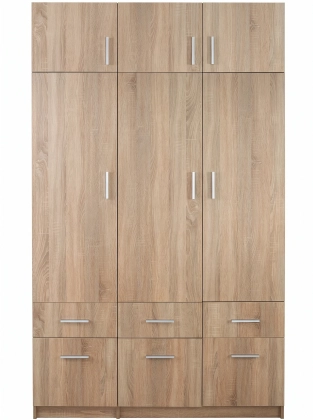Szafa_trzydrzwiowa_z_nadstawką_dąb_sonoma_135cm_Esperanza_front.webp