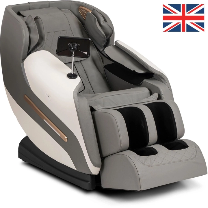 Fotel Masujący Rozkładany SENVARO, Szary Ekoskóra (Menu ENG) - 01.webp
