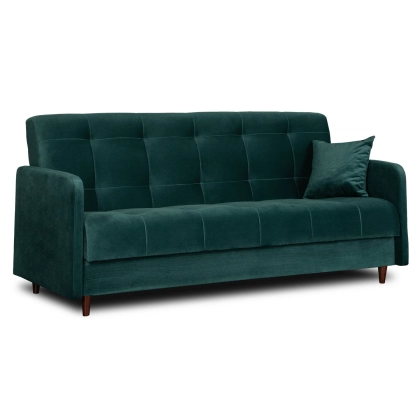 Sofa Rozkładana RIVANTO, Zielona Welurowa - 01.webp