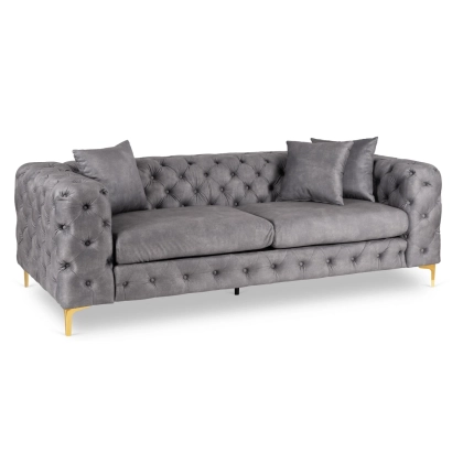 Sofa AMALVIO 3S Trzyosobowa, Szara Welurowa - 01.webp