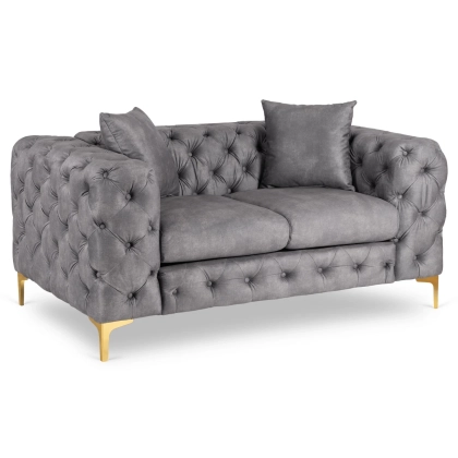 Sofa AMALVIO 2S Dwuosobowa, Szara Welurowa - 01.webp