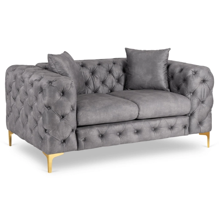 Sofa AMALVIO 2S Dwuosobowa, Szara Welurowa - 01.webp
