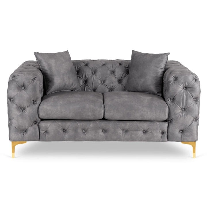 Sofa AMALVIO 2S Dwuosobowa, Szara Welurowa - 03.webp