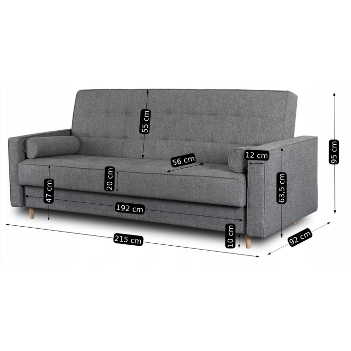 Sofa Rozkładana VALTERO, Szara - 10.webp
