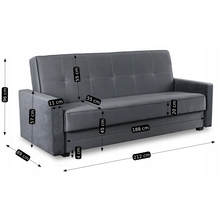 Sofa Rozkładana ALVENTO, Szara - 10.webp