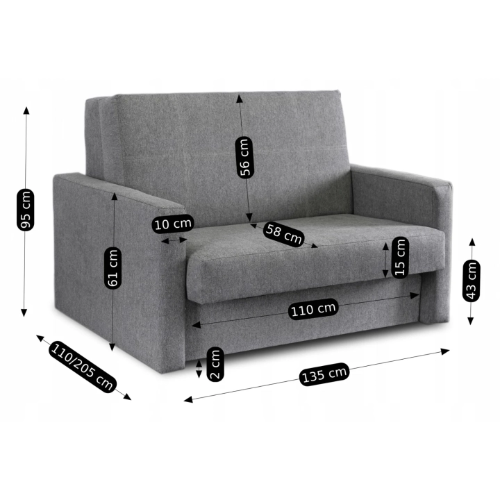 Fotel Do Spania Dwuosobowy MALVERO 2 Szary - 12.webp