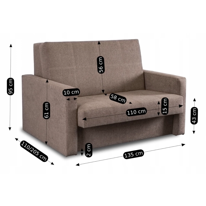 Fotel Do Spania Dwuosobowy MALVERO 2 Beżowy - 11.webp
