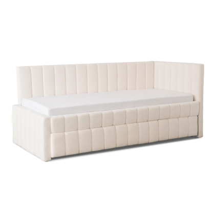 Łóżko Tapicerowane VELMONO 90x200, Kremowe Boucle - 02.webp