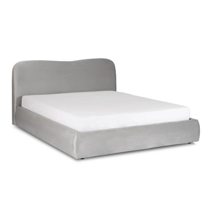 Łóżko Tapicerowane BRISVANO 160x200 z Pojemnikiem, Szare Welurowe - 02.webp