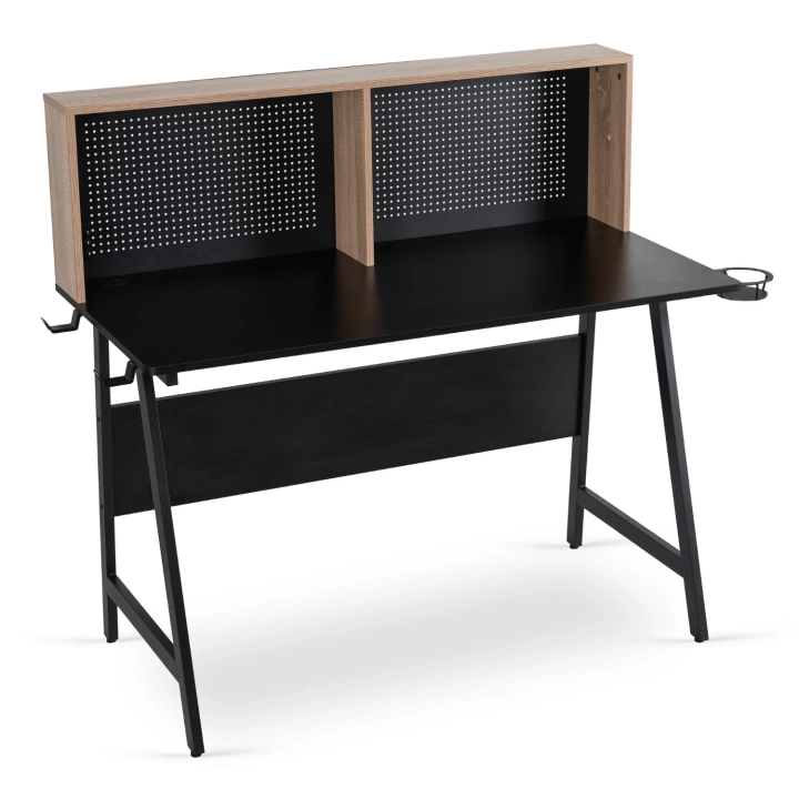 Biurko Gamingowe NEXARO 138,5 cm, Czarne-Dąb Sonoma - 03.webp