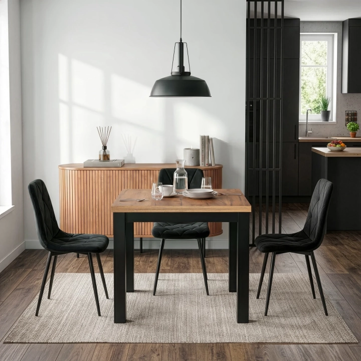 Stół Rozkładany MAXVENO 80-160 cm, Dąb Craft-Czarny - 02.webp