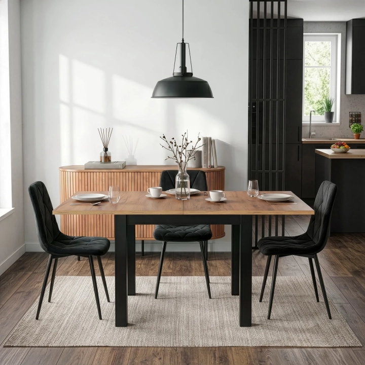 Stół Rozkładany MAXVENO 80-160 cm, Dąb Craft-Czarny - 03.webp