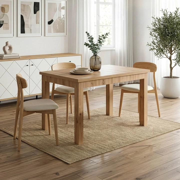 Stół Rozkładany SKARVENO 120-160 cm, Dąb Artisan - 02.webp