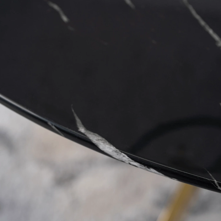 Stół Okrągły Szklany BALVITO 100 cm, Czarny Marmur-Złoty - 04.webp