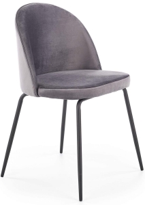 Krzesło do salonu szare welurowe nogi czarne K314