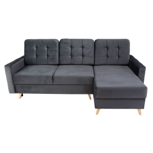 Narożnik REVANGE uniwersalny z funkcją spania grafit 236x151 cm