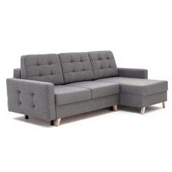 Narożnik REVANGE uniwersalny z funkcją spania szary 236x151 cm 