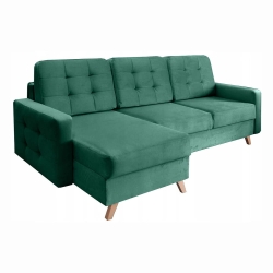 Narożnik REVANGE uniwersalny z funkcją spania zielony 236x151 cm