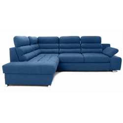 Narożnik RBRO z funkcją spania lewostronny niebieski 270x190 cm