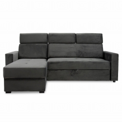 Narożnik z funkcją spania uniwersalny MILORD szary welur 225x165 cm