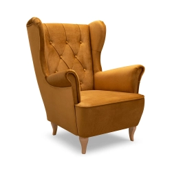 Fotel uszak wypoczynkowy do salonu musztardowy FOAL