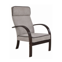 Wygodny fotel wypoczynkowy XENA do salonu szary z drewnianymi podłokietnikami