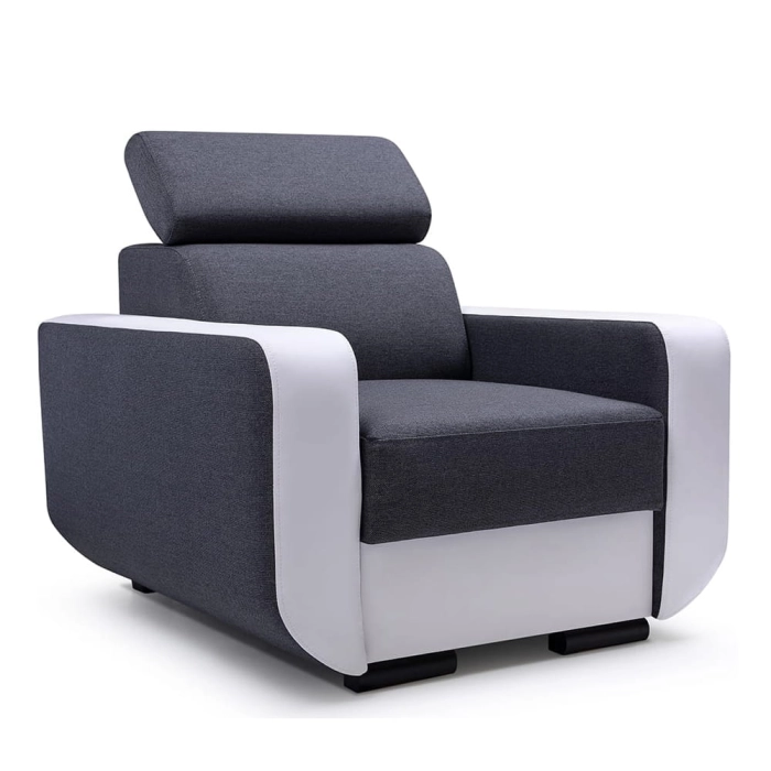 Wygodny fotel wypoczynkowy z zagłówkiem do salonu szary RPBE