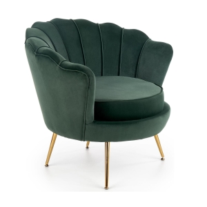 Fotel glamour wypoczynkowy muszla welur butelkowa zieleń HLAO