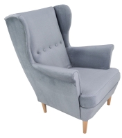Fotel uszak pikowany wypoczynkowy do salonu szary KXKO