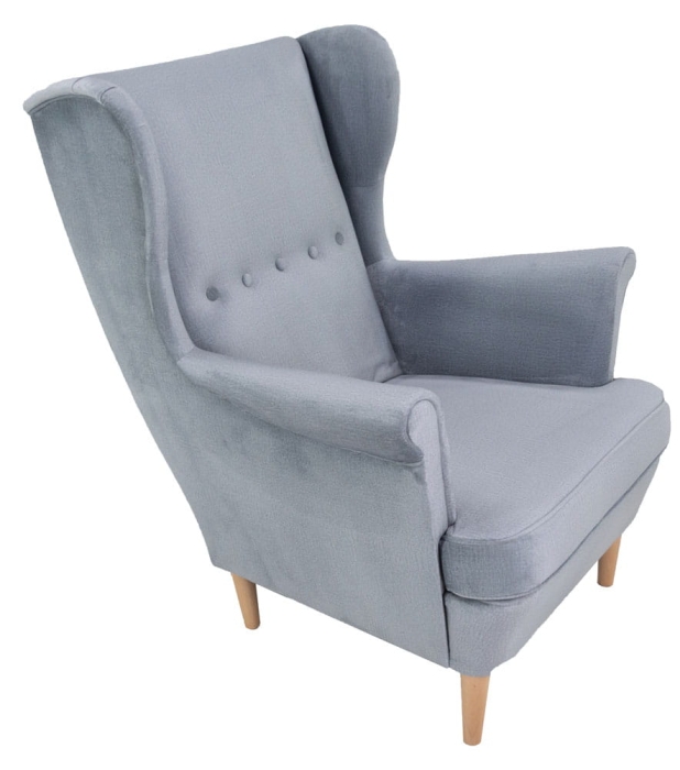 Fotel uszak pikowany wypoczynkowy do salonu szary KXKO