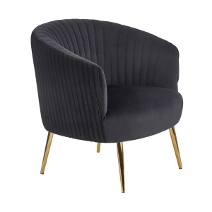 Fotel glamour wypoczynkowy czarny welur złote nóżki HLCR