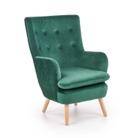 Fotel uszak pikowany welur wypoczynkowy butelkowa zieleń HLRAV