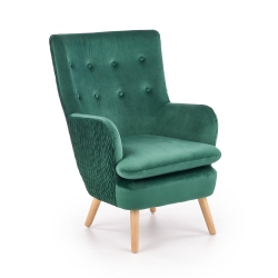 Fotel uszak pikowany welur wypoczynkowy butelkowa zieleń HLRAV