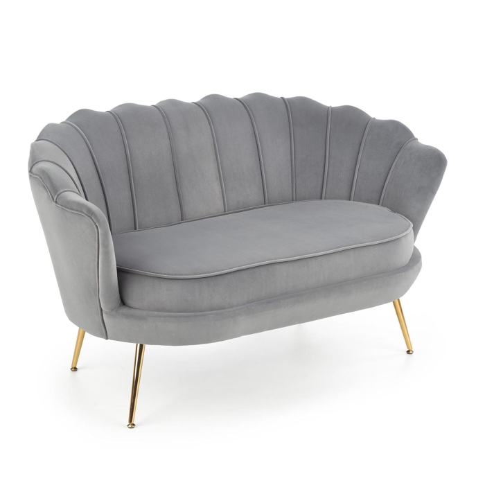 Sofa wypoczynkowa glamour do salonu szara nogi złote HLAMXL
